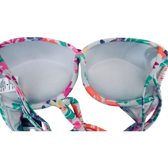 2/$30 NWT California Waves L Floral Halter Bikini Top Padded Double Tie Back - Picture 10 of 14